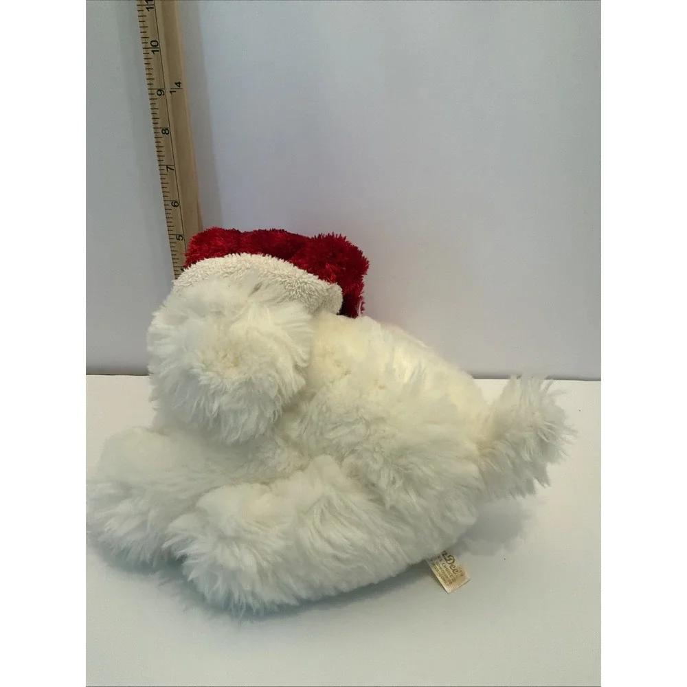Dan Dee White Dog with Santa‎ Hat Christmas Plush Stuffed Animal Toy 6